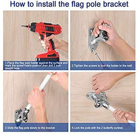 Lomety bracket supports 90-degree or 45-degree mounting options for flags.