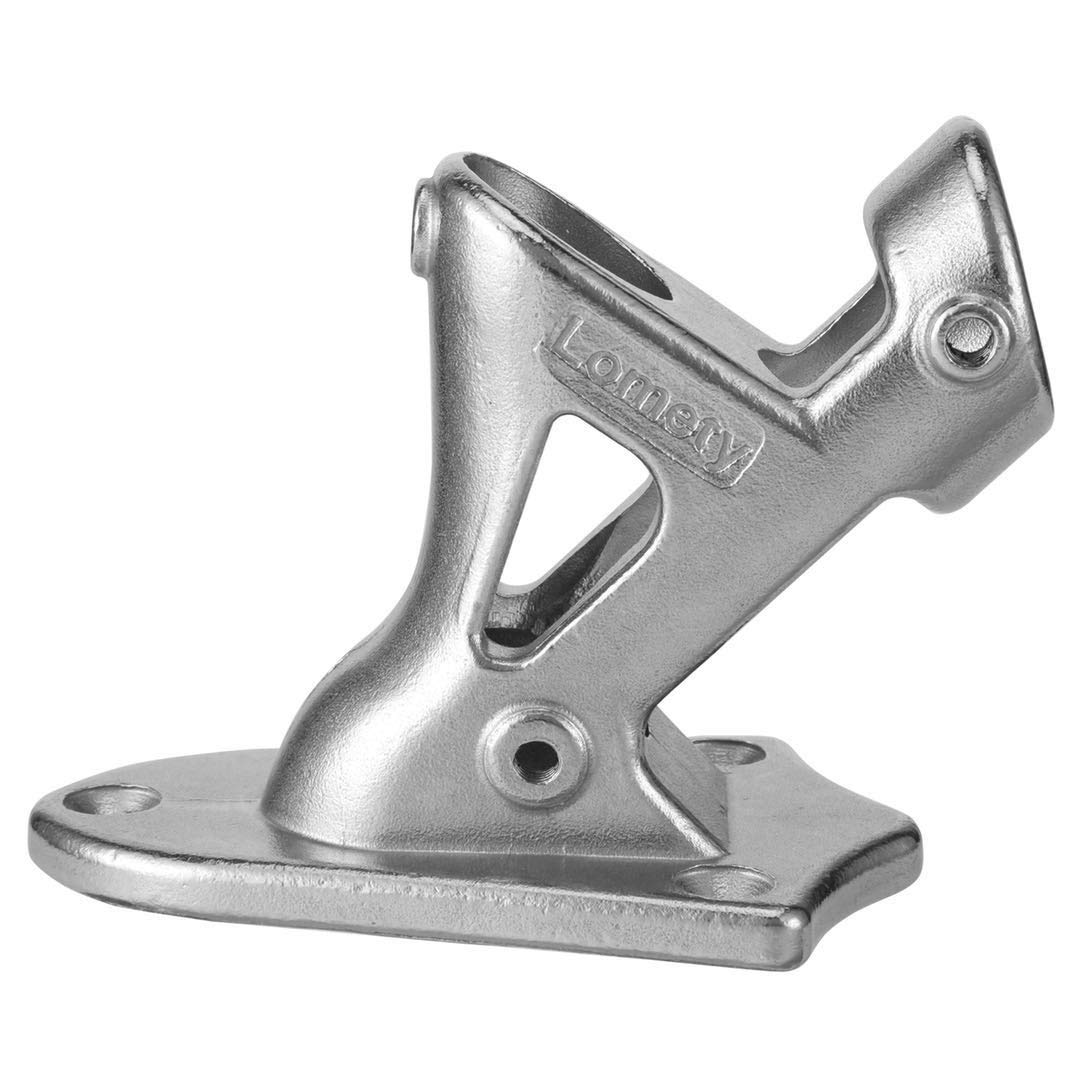 Lomety bracket close-up shows corrosion-resistant finish for seaside use.