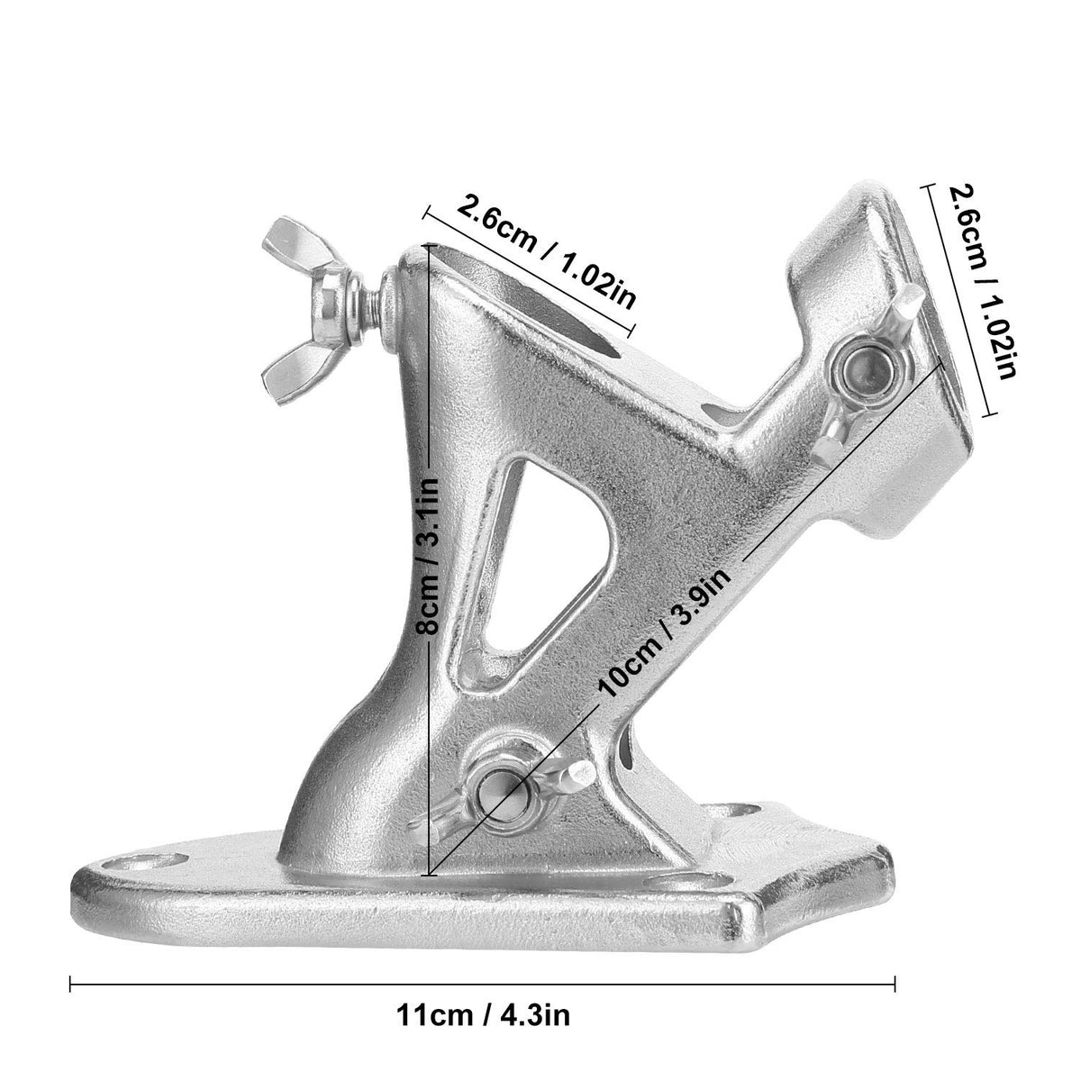 Lomety flag pole bracket with 3 adjustable lock nuts prevents slippage.