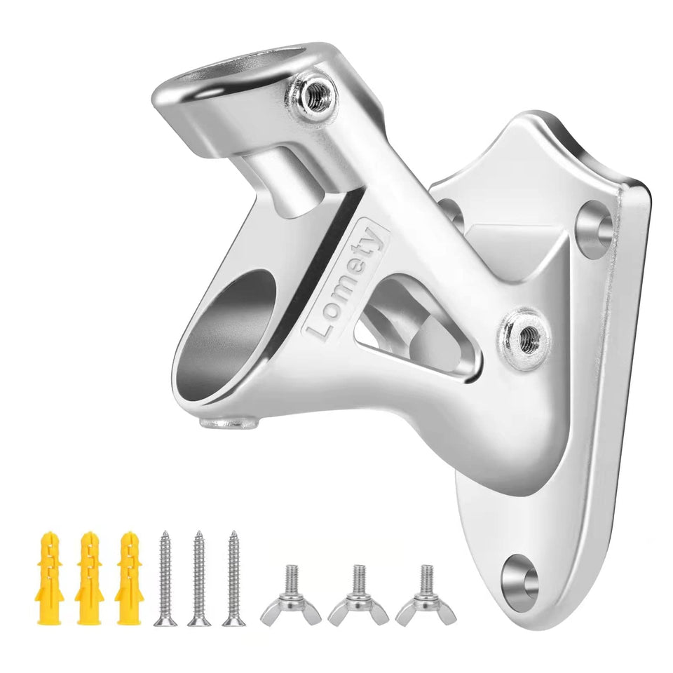 Lomety stainless steel flag pole bracket wall mount demonstrates durable outdoor installation.