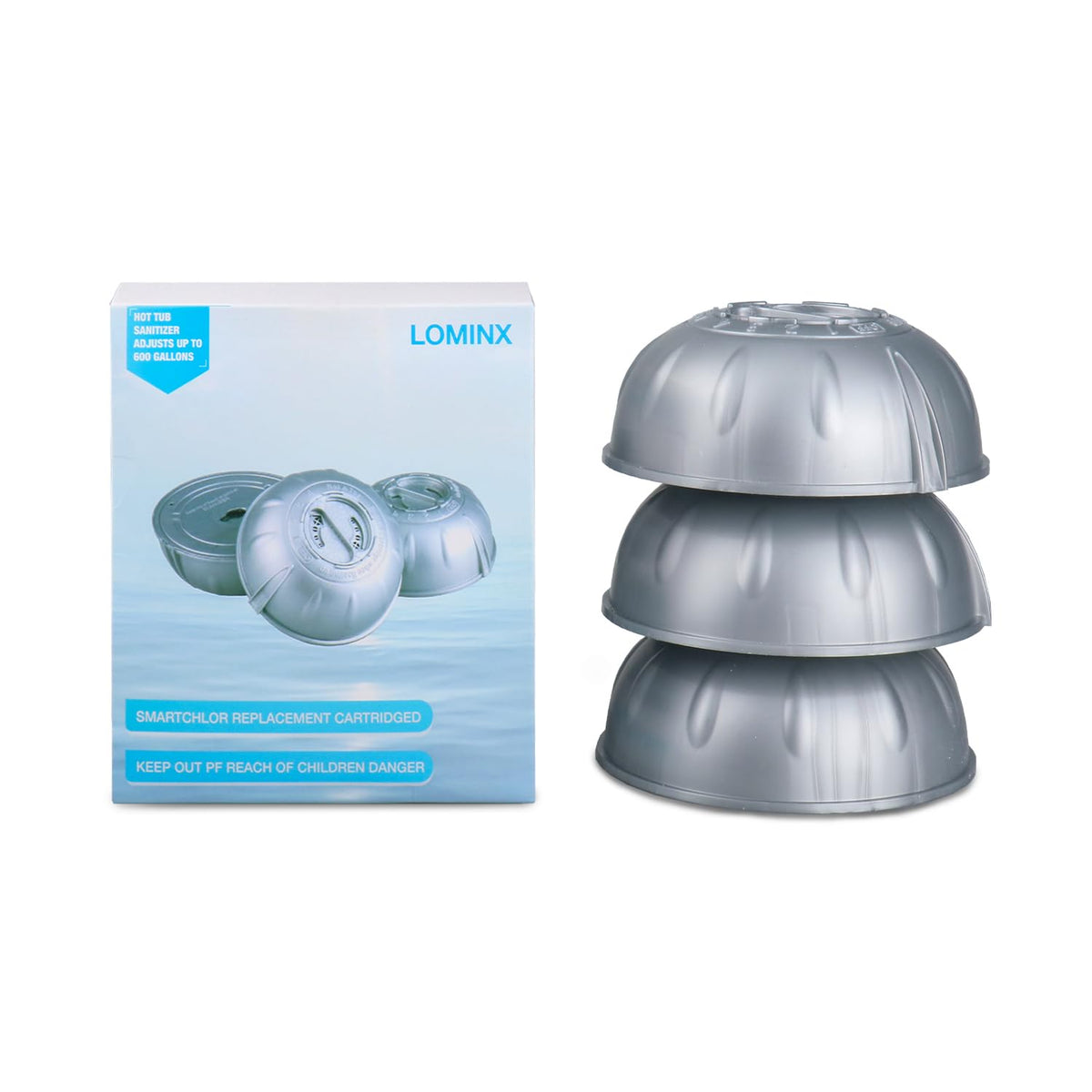 LOMINX frog-compatible hot tub cartridge three-pack for up to 600 gallons, easy replacement