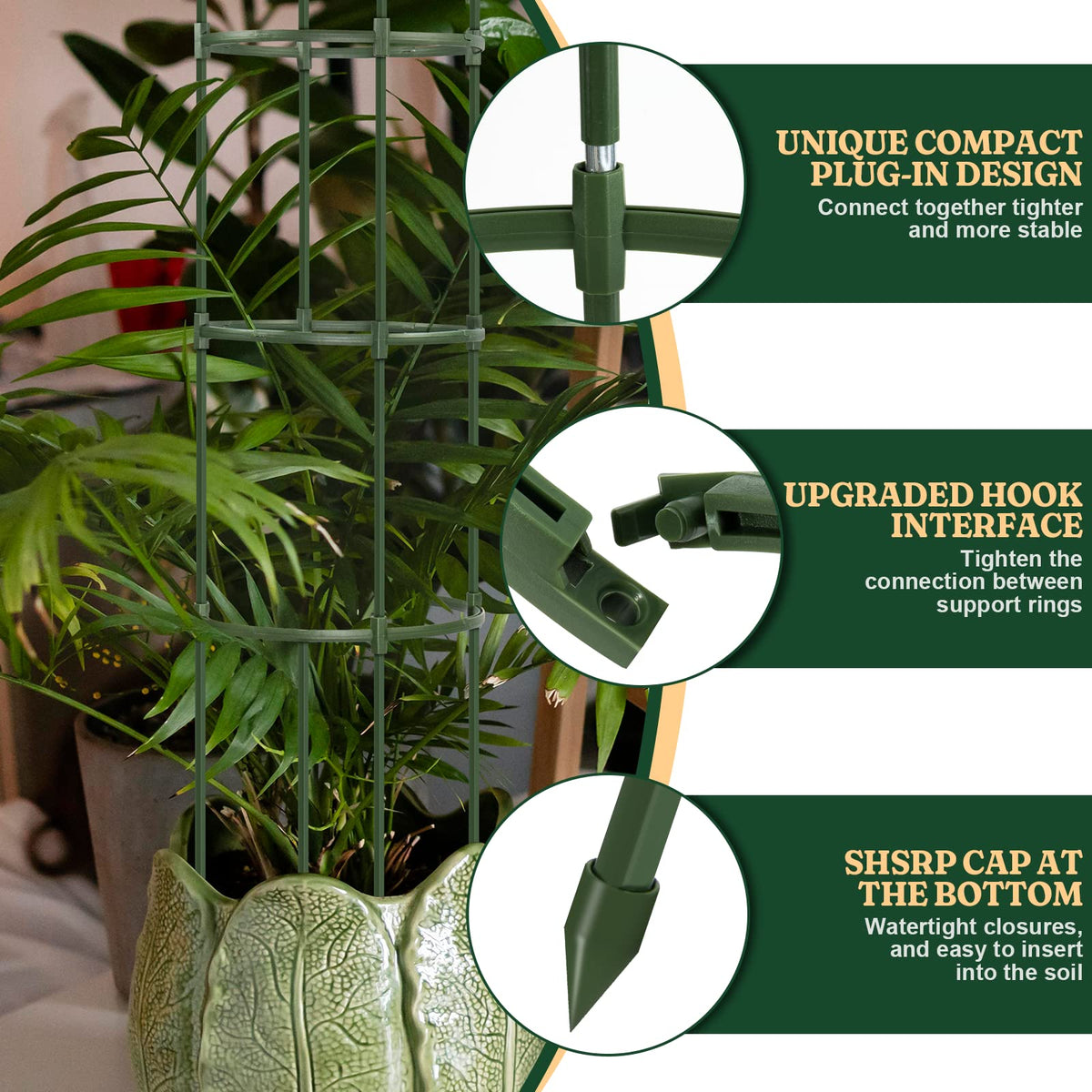LOMNYI middle circular shelf ring keeps vines supported and evenly spaced.