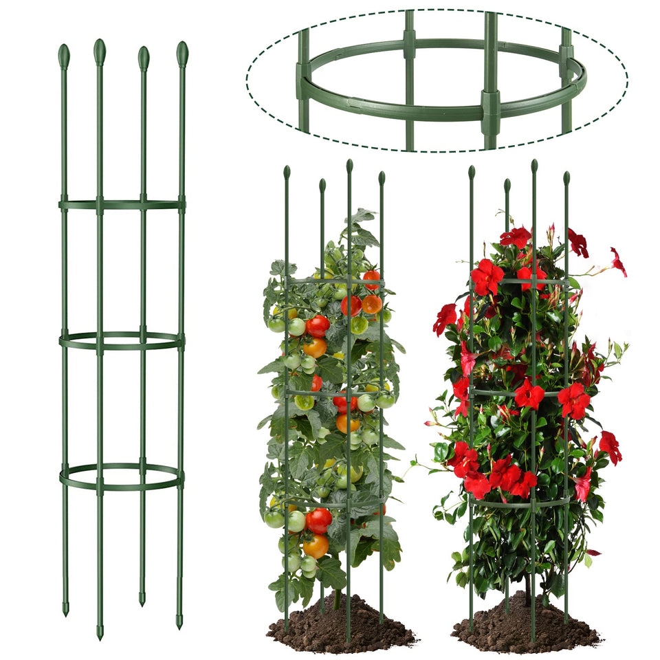 LOMNYIY round heavy duty tomato cage in 55-inch height supports sturdy growth outdoors