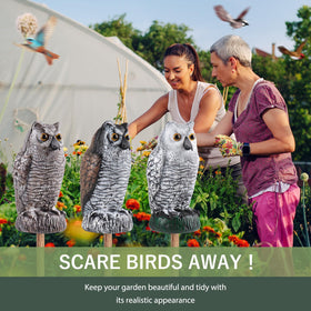 Lomrsiul courtyard owl decor enhances exterior and deters birds