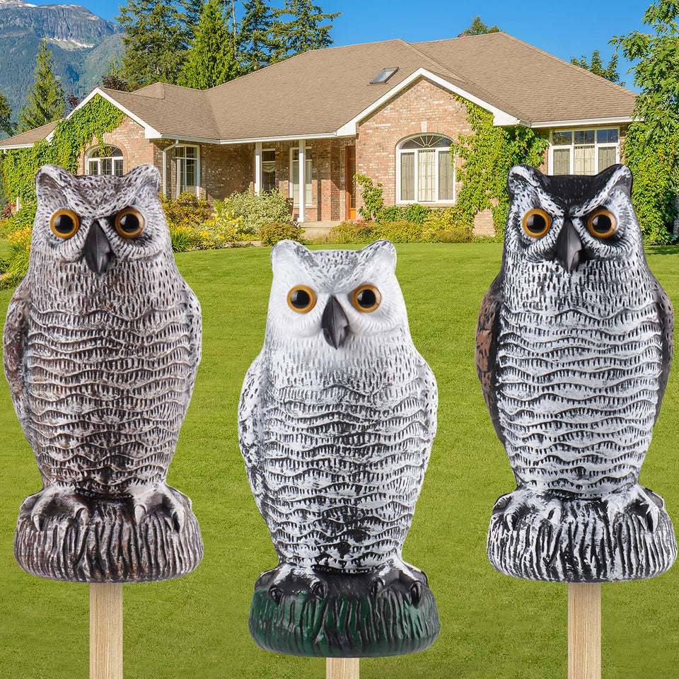 Lomrsiul fake owl decoy on porch deters birds naturally