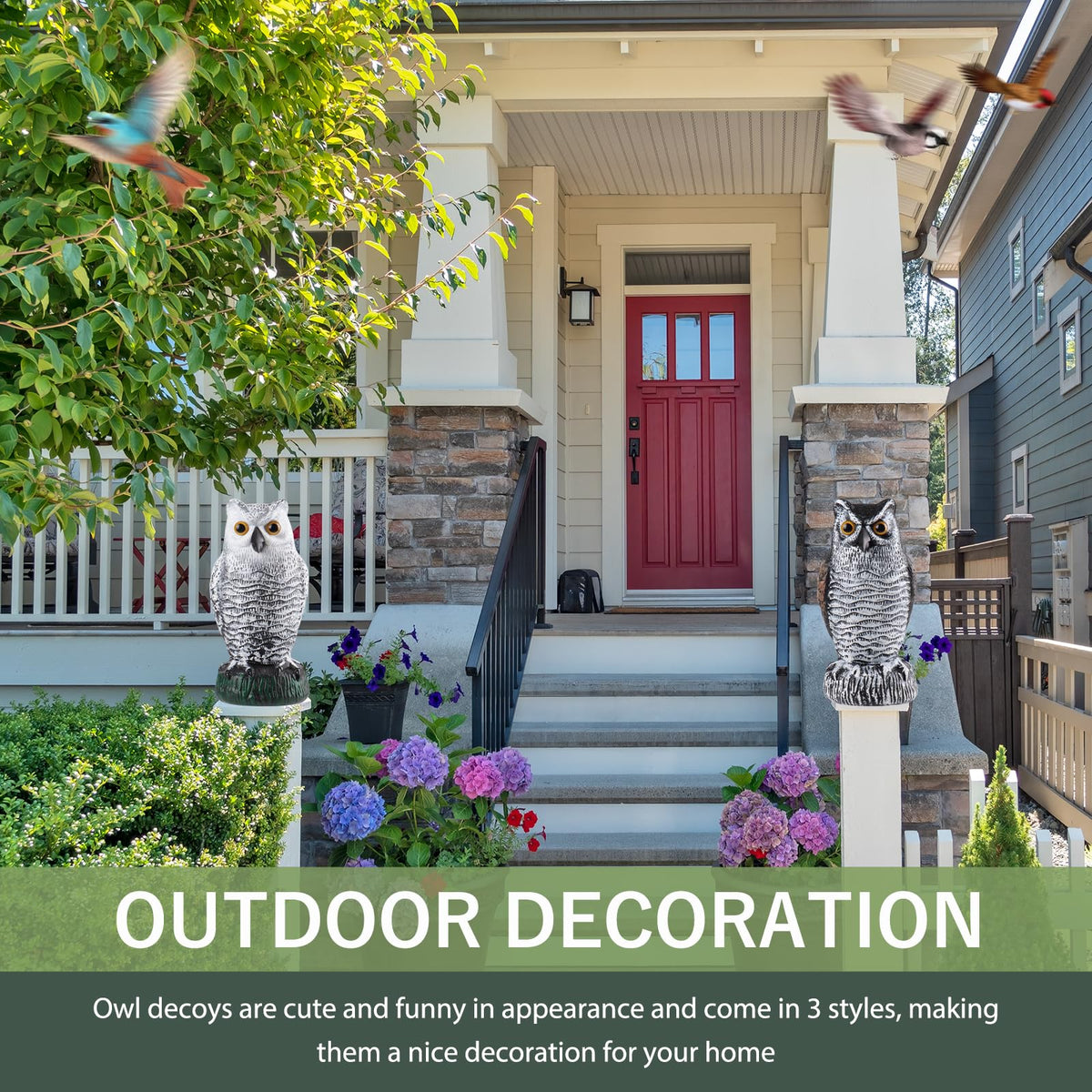 Lomrsiul orchard owl decor protects fruit trees from pests