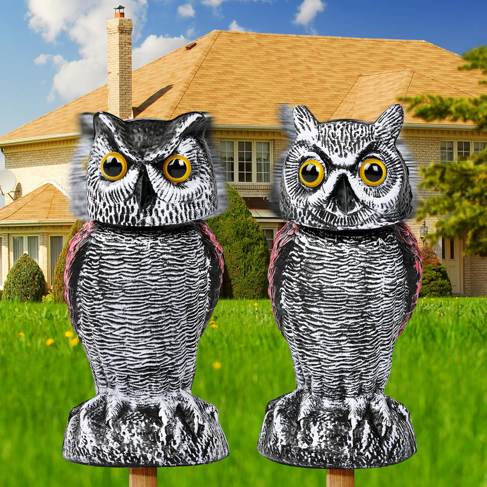Lomrsiul Owl Decoy with rotating head deters birds in your garden