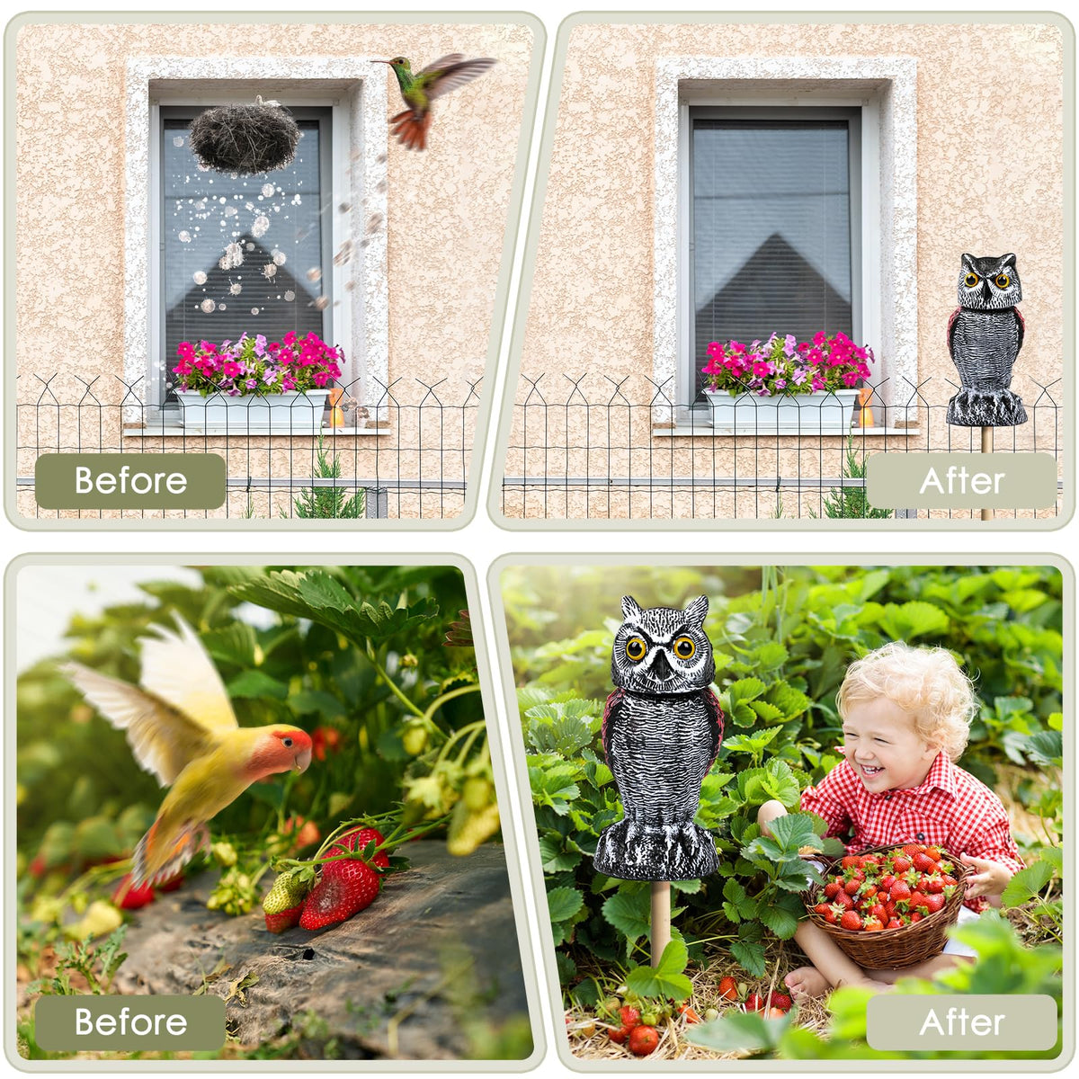 Sturdy base of Lomrsiul Owl Decoy keeps it upright