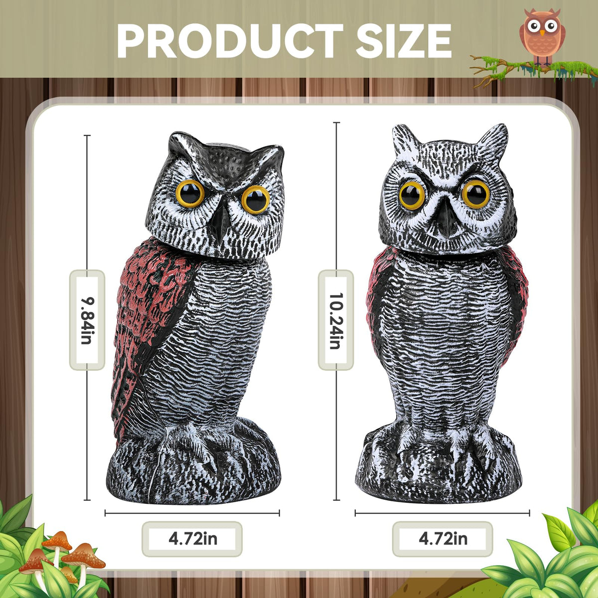 Pointed-ear Lomrsiul Owl Decoy in two-size option