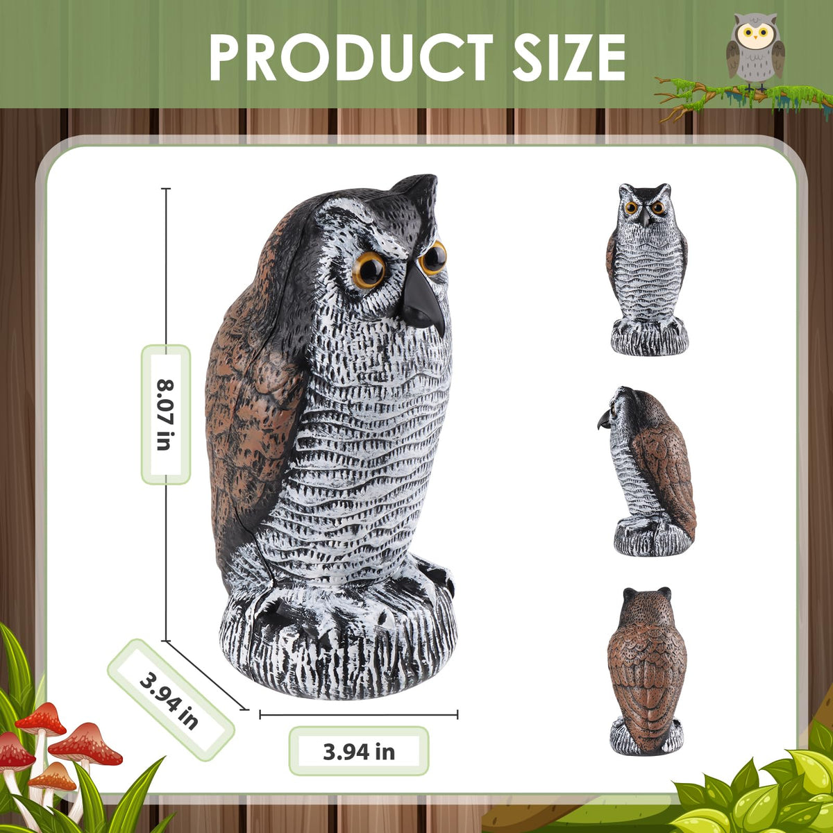 Lomrsiul owl decoy 3 pack offers versatile placement