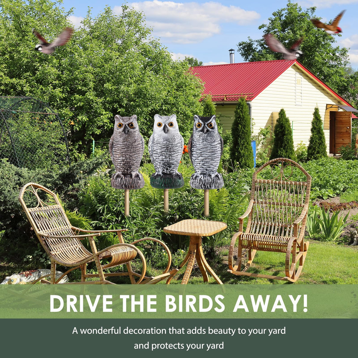 Lomrsiul roof owl decor provides watchful presence outdoors