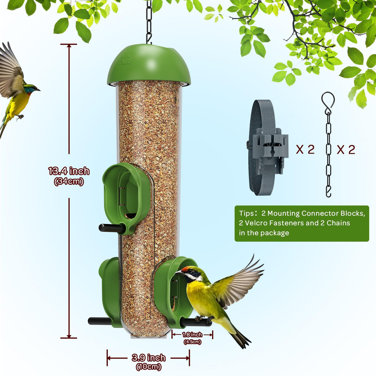 Weatherproof LO NA LONA tube feeder ready for outdoor use with durable materials