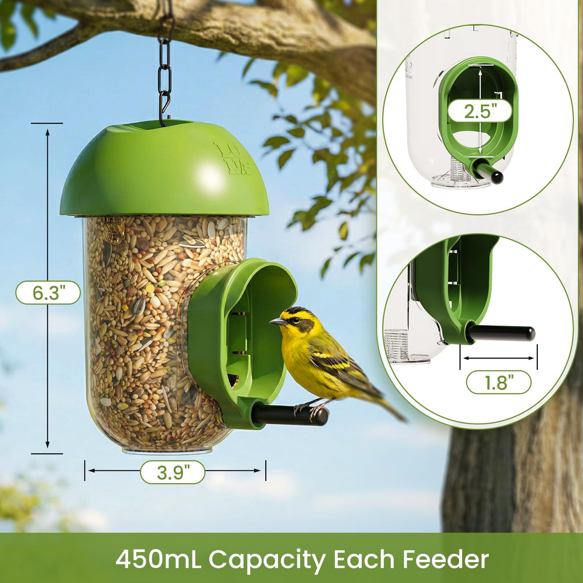 LO NA LOVE NATURE LONA weatherproof feeder with dome cover resists rain.