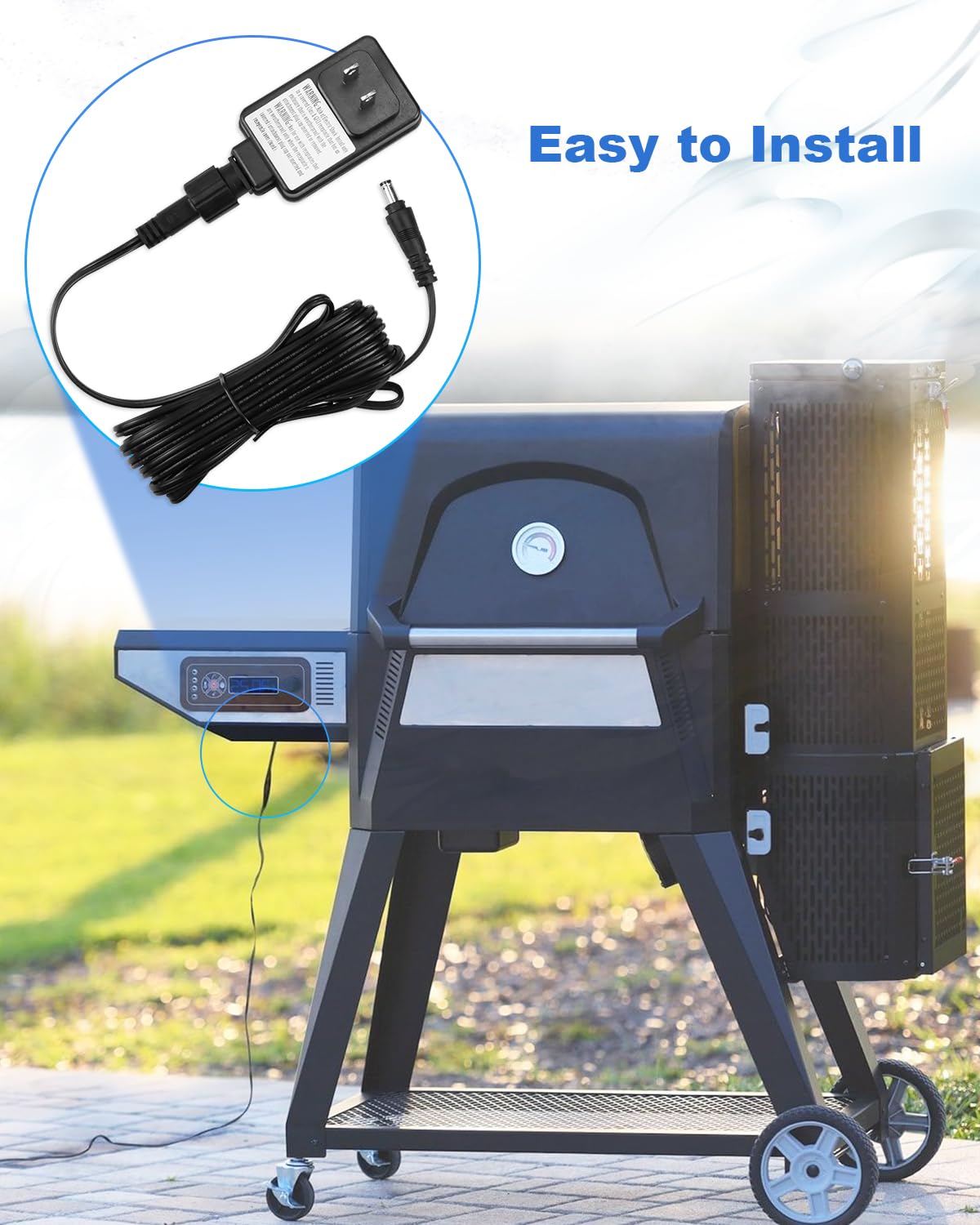 15 ft power cord shown for convenient outdoor grilling with Masterbuilt
