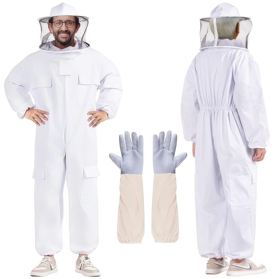 LONGADS bee suit with round veil provides clear visibility and full skin coverage.