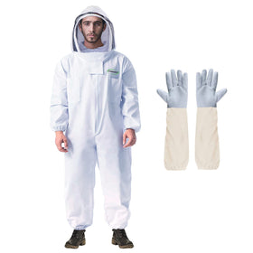 LONGADS beekeeping suit front view demonstrates full-body protection for safe hive work