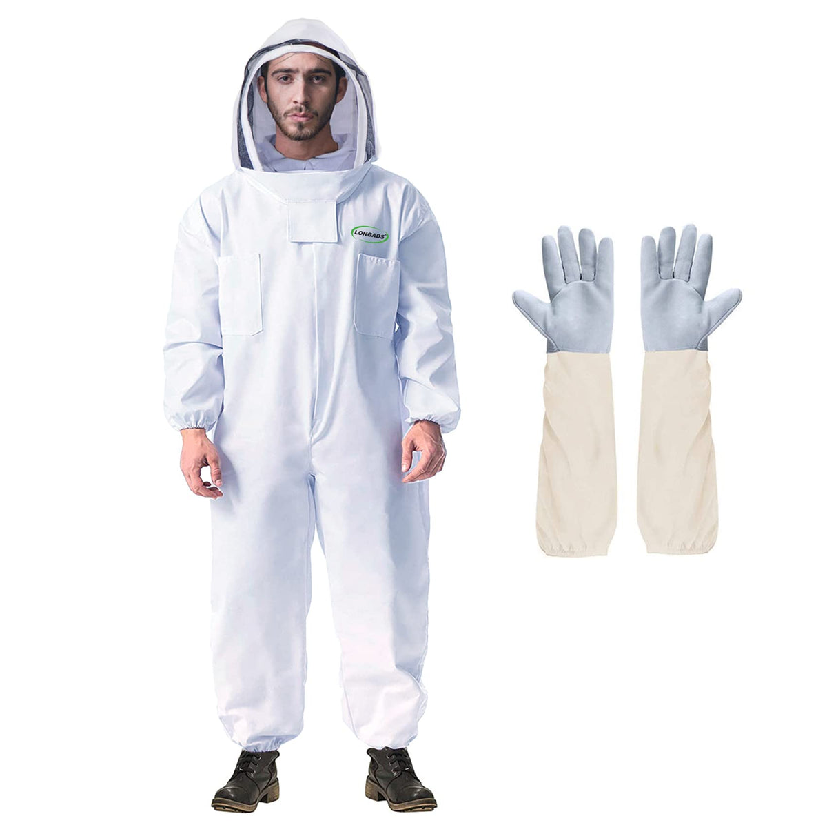 LONGADS beekeeping suit full body coverage for safer honey harvesting.