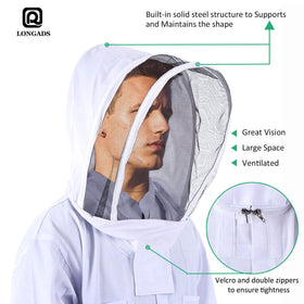 LONGADS detachable veil with tight elastic bands keeps bees out.