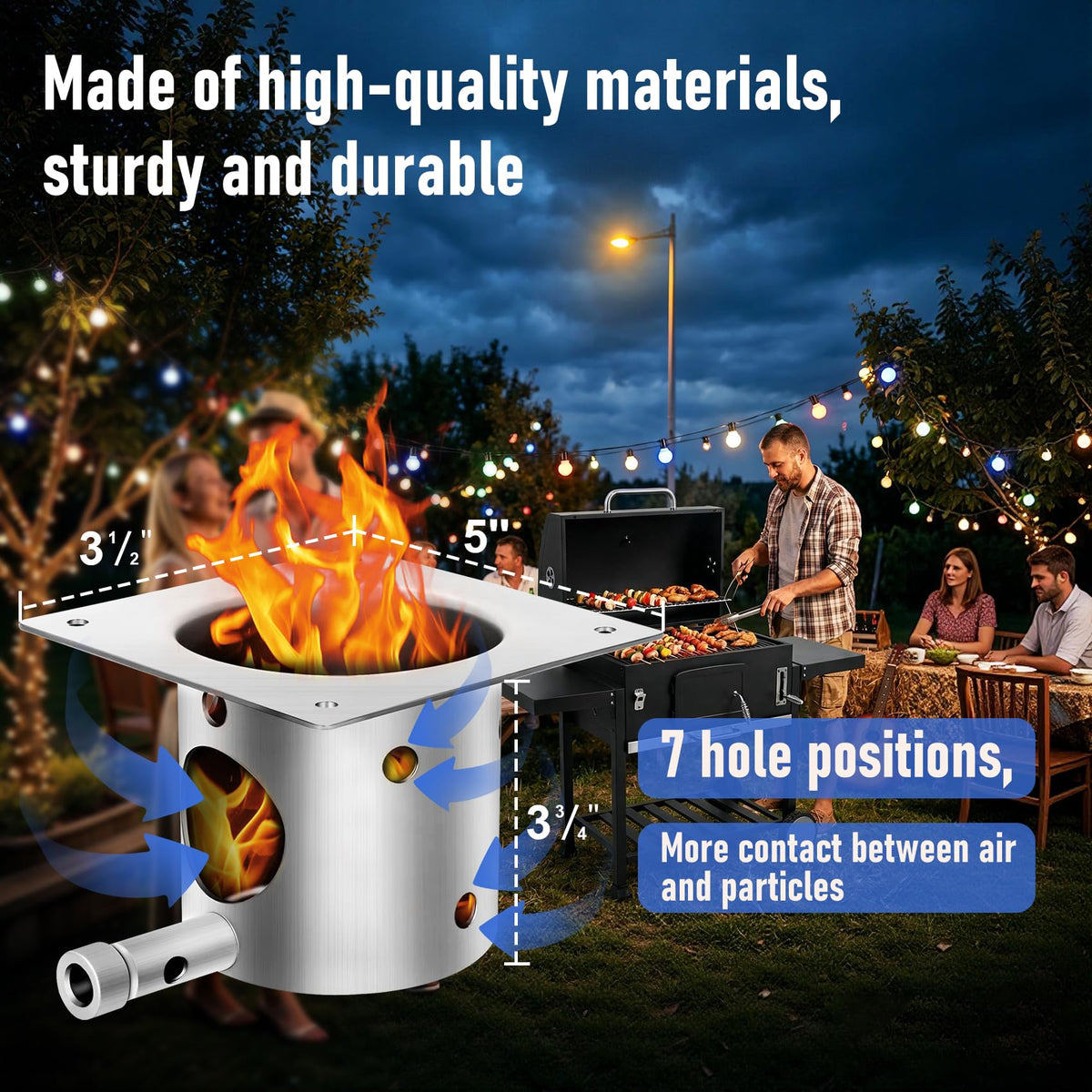 LONGADS fire burn pot with screws for durable pellet grill replacement.