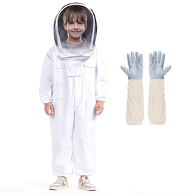 LONGADS Kid Bee Suit with veil, front view, safe backyard beekeeping.