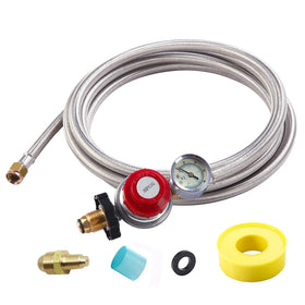 LONGADS propane regulator with gauge for precise flame control on high-pressure appliances.