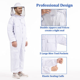 LONGADS sting-proof suit helps reduce exposure during honey harvesting.