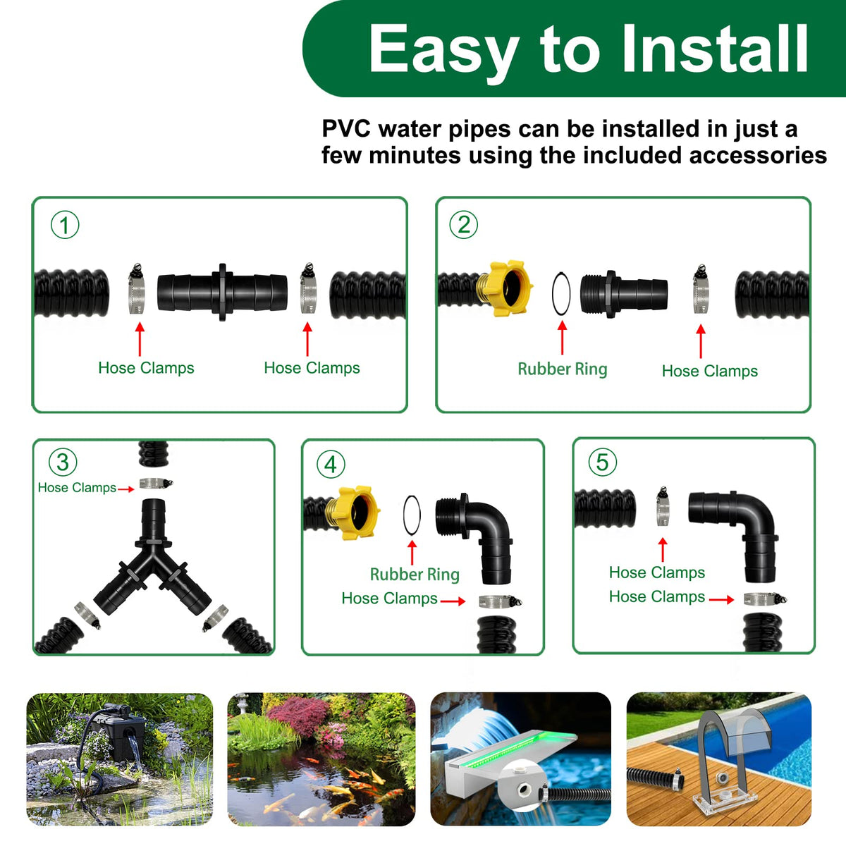 Longrun pond hose kit includes fittings for quick setup