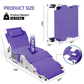 LONGTENW tanning chair foldable portable design makes beach trips easy.