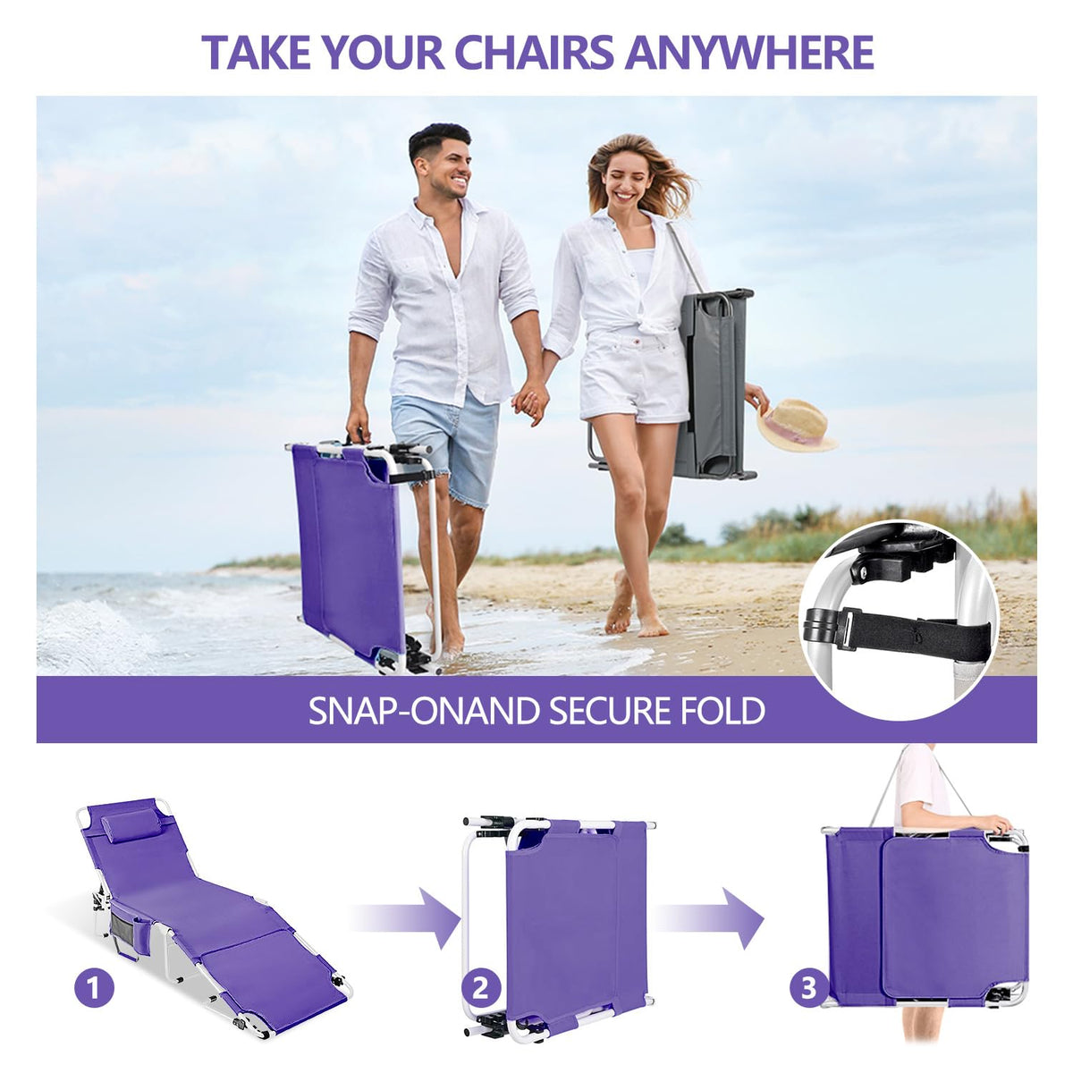LONGTENW tanning chair storage bag keeps essentials tidy during outdoor use.