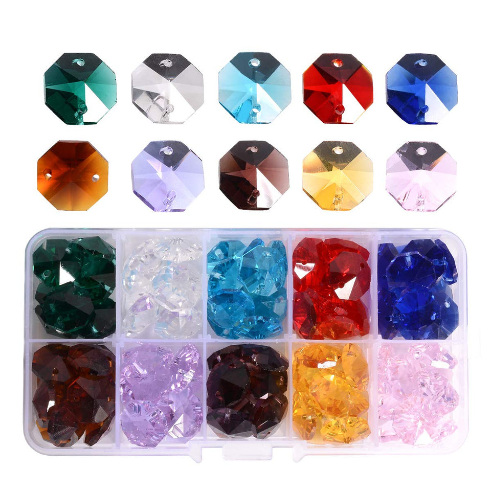 LONGWIN glass octagon beads 14mm add sparkling focal points for chandeliers