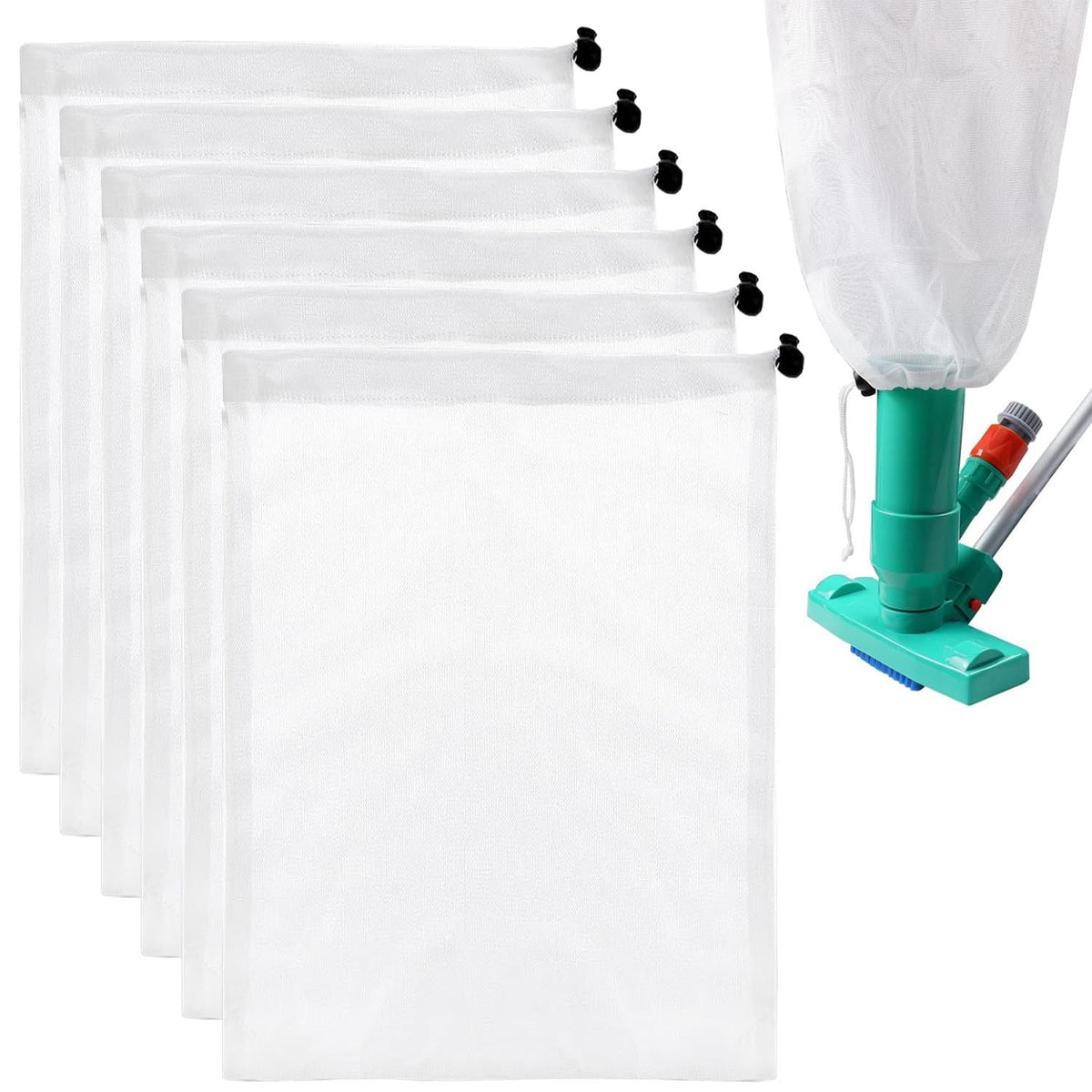 LonlyEagle 6-pack pool vacuum mesh bags ready for replacement and debris capture