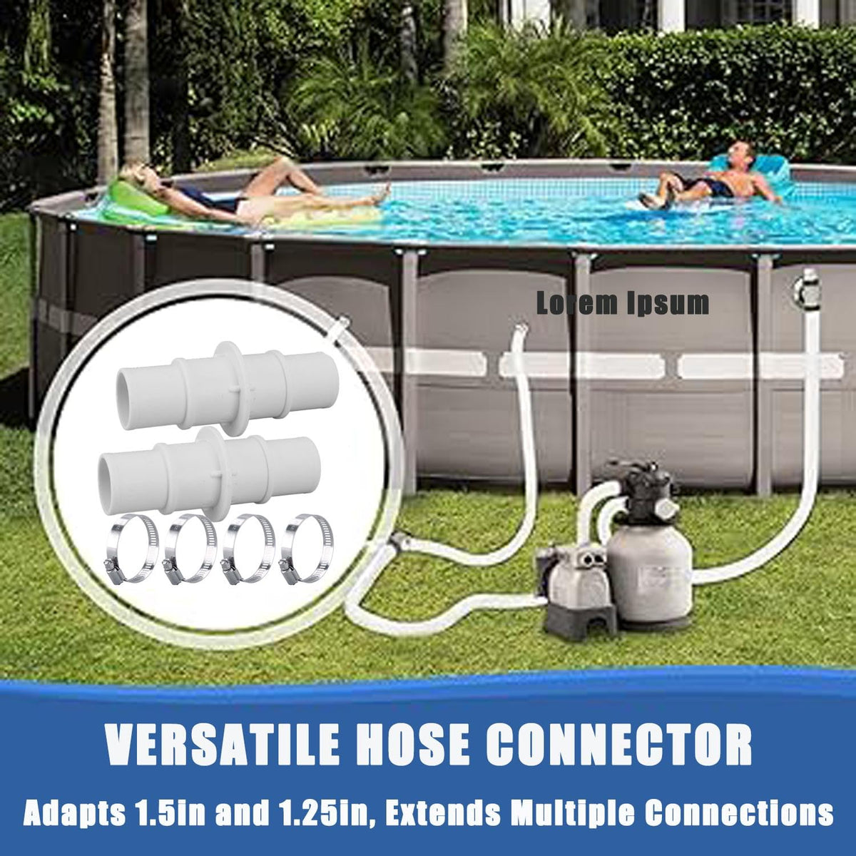 LonlyEagle hose adapter in use for reliable pool hose connections.