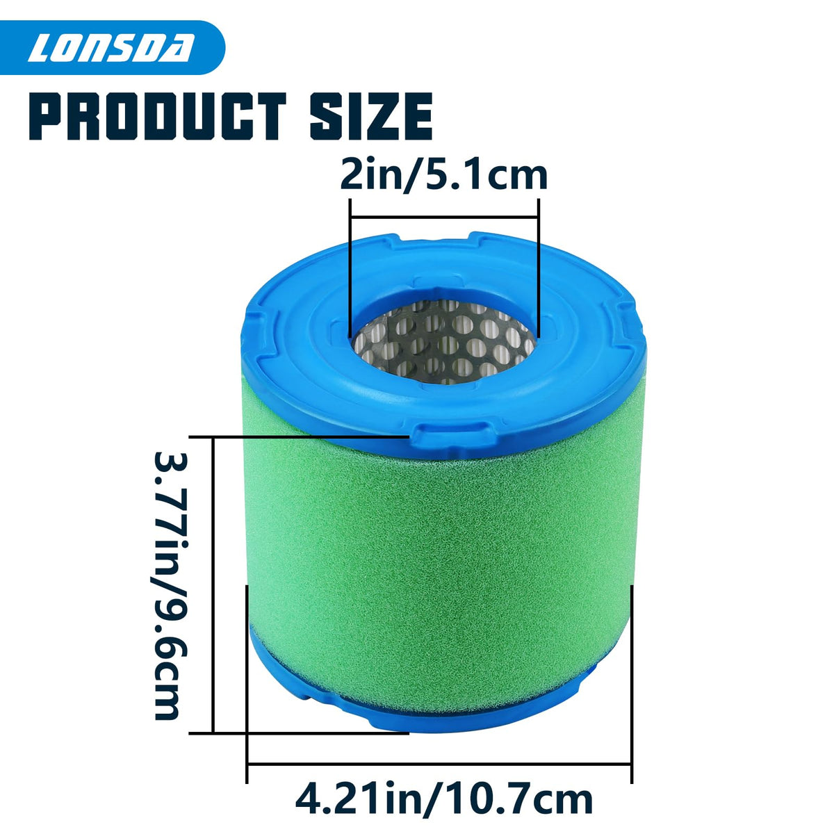 Lonsda air filter for Briggs 393957, side view emphasizes compact shape and easy replacement