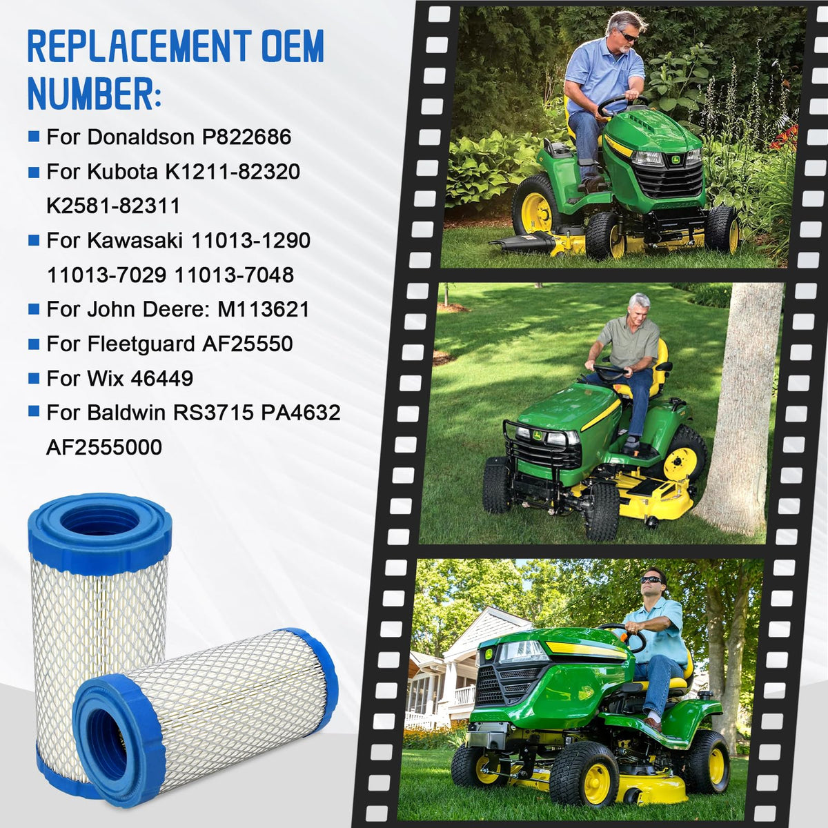 Lonsda air filter material detail for Kubota BX23, multi-layer folding for particle capture