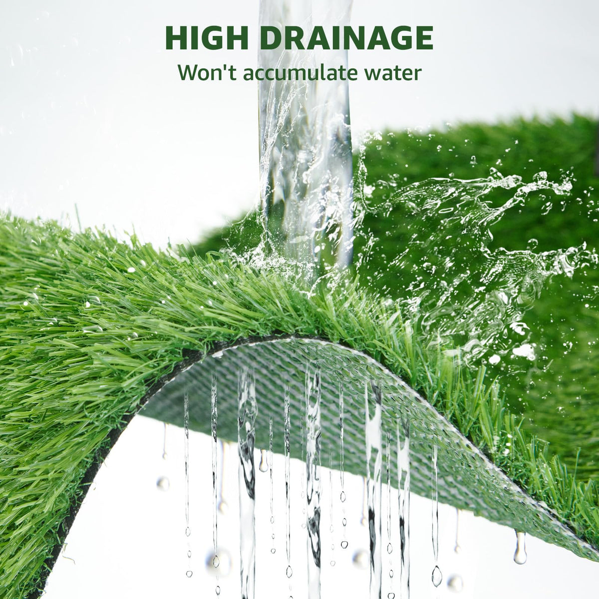 Loobani artificial grass ideal for dog potty zones with quick drying.