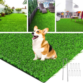 LOOBANI artificial grass rug 3x5 full view shows lush year-round lawn for patios and balconies.