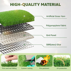 LOOBANI turf with drainage holes enabling fast, mess-free cleaning.