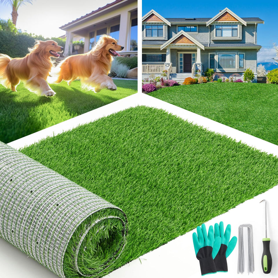 LOOBANI artificial turf with soft grass texture for kid and pet comfort.