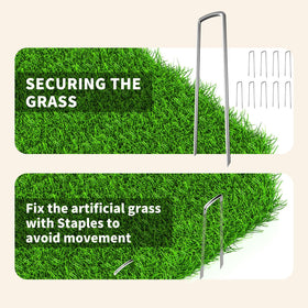 LOOBANI dog-friendly artificial grass mat provides safe play surface for pets.