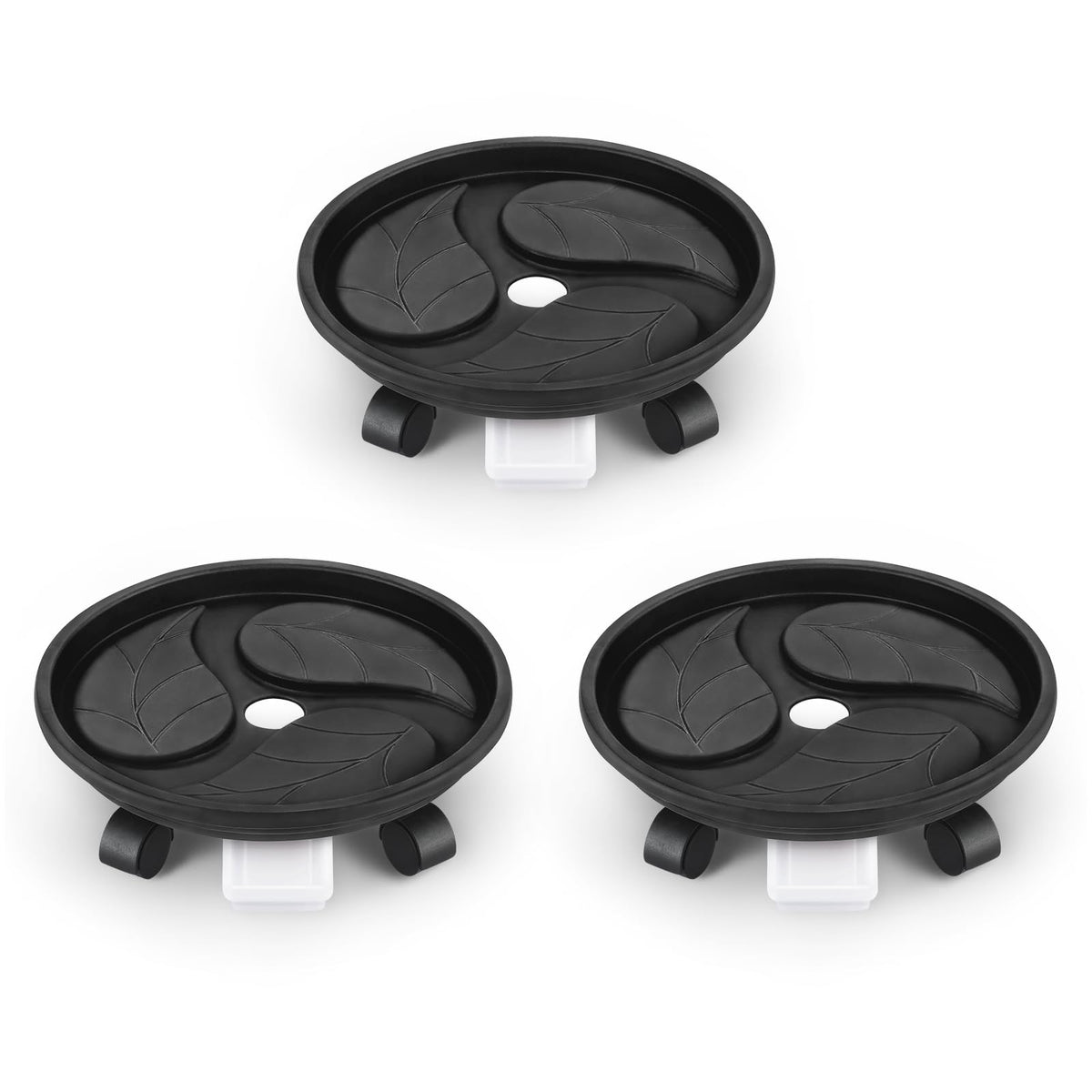 Looca plant caddy with wheels and drainage tray for easy movement of heavy pots.