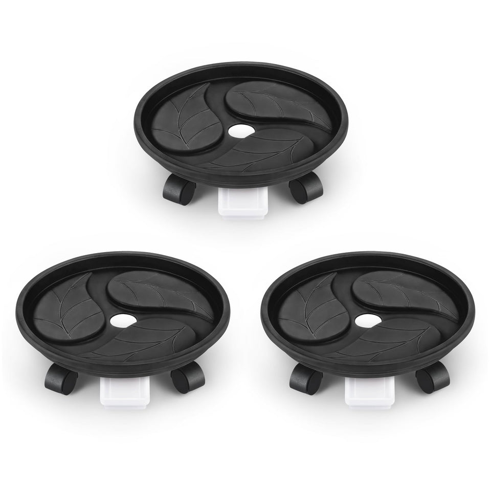 Looca plant caddy with wheels and drainage tray for easy movement of heavy pots.