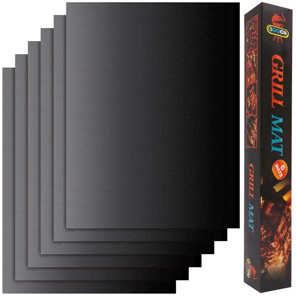 LOOCH grill mat set 6 non-stick for easy grilling and minimal cleanup