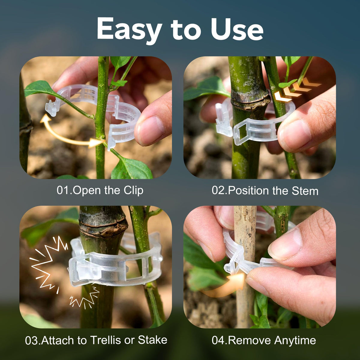 LOOHOI reusable garden clips reduce tying time and keep plants tidy
