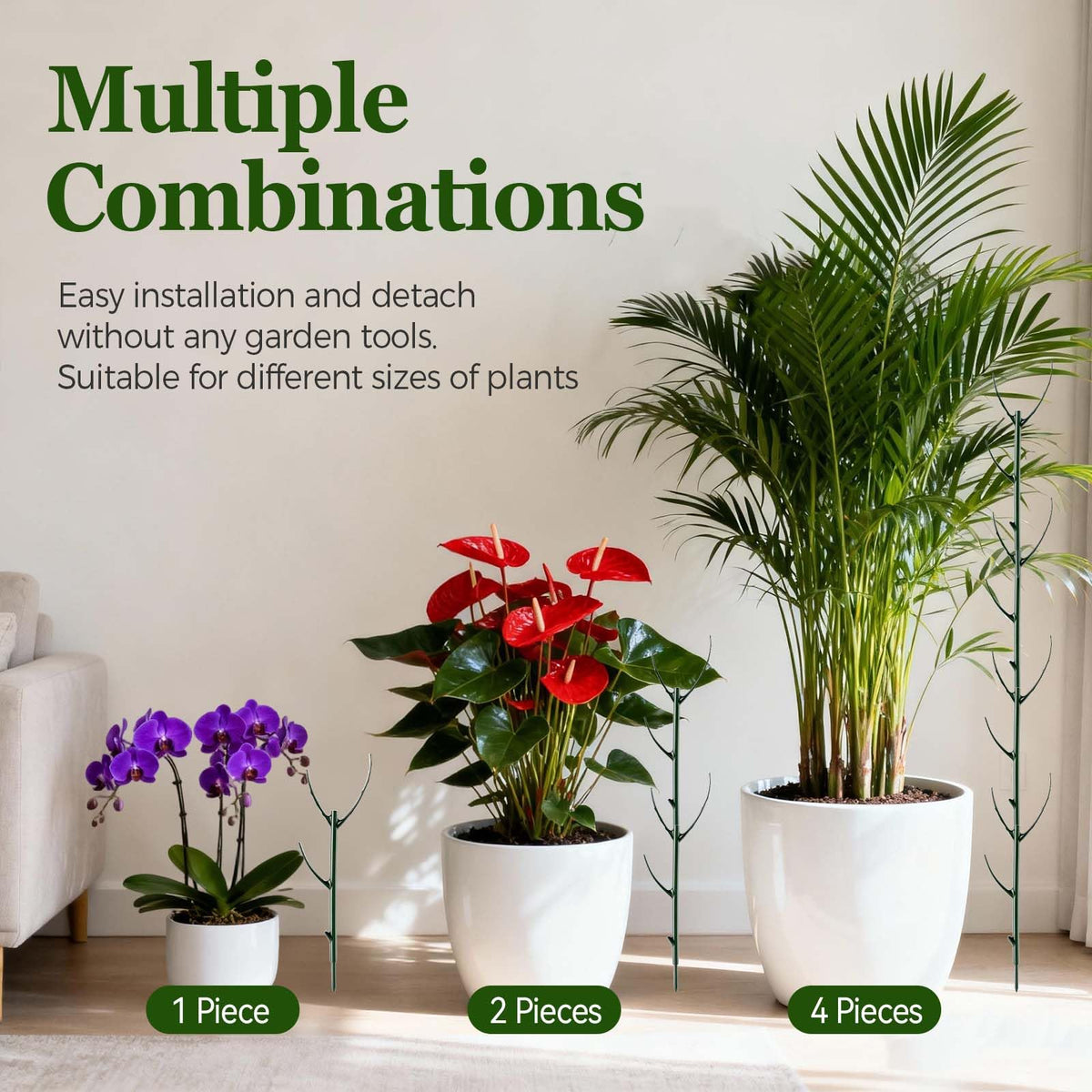 LOOHOI garden-use stake stabilizes stems in pots or beds.