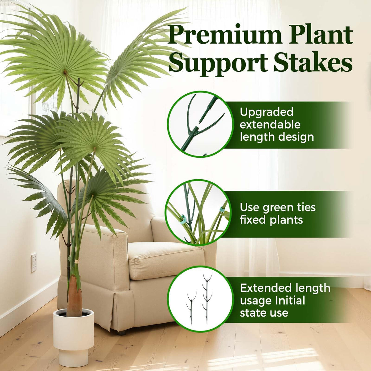 LOOHOI stackable monstera stake height supports vertical growth for climbing vines.