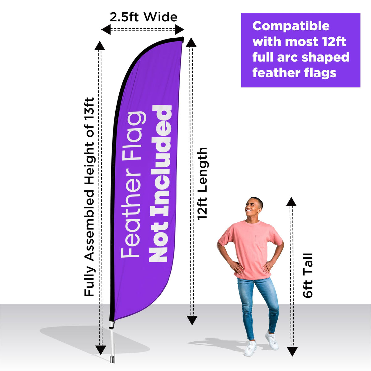 LookOurWay 12ft feather flag compatibility ensures effortless integration with banners.
