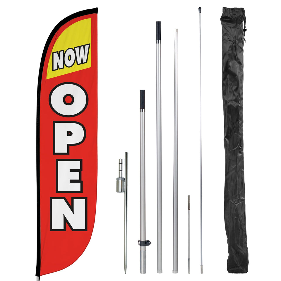 LookOurWay feather flag 12ft in red and yellow boosts grand openings