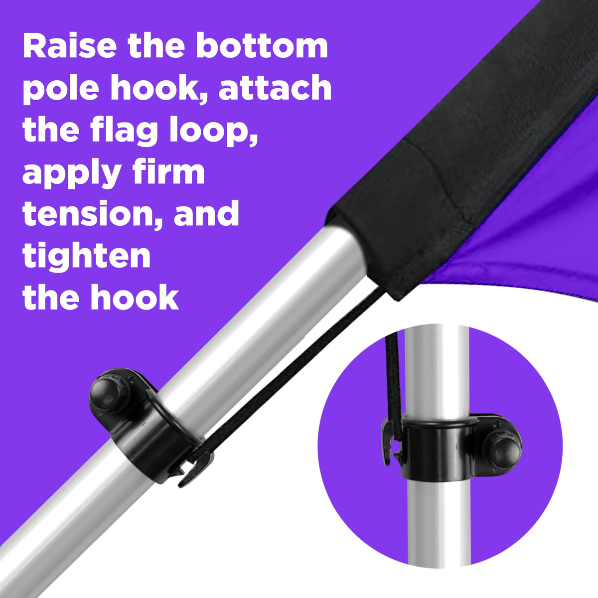 LookOurWay fiberglass pole set delivers durability for repeated outdoor campaigns.