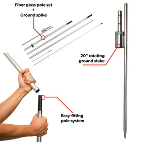 LookOurWay rotating ground spike anchors banners securely for stable, weather-ready displays.