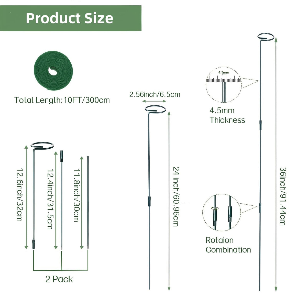 Loongesho 24-inch plant support stick during garden use.